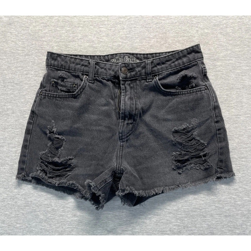 Wild Fable Cut Off Shorts Womens 4 Black Denim Cotton Distressed Frayed Hem